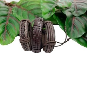 NWOT 3 Brown Leather Adjusted Bracelets
